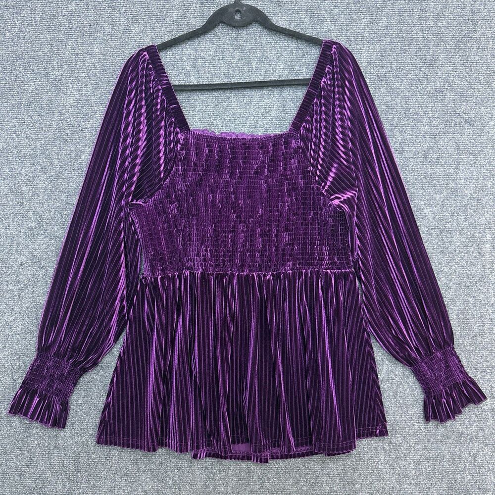 Bloomchic Babydoll Top Purple 18 Velvet Smocked Victorian Whimsygoth - Picture 6 of 9